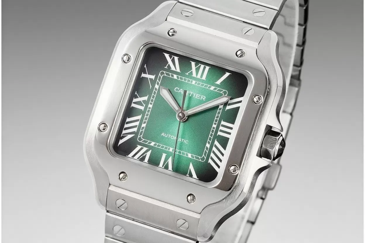 Santos De Cartier Mens 35mm SS/SS Green Dial BVF 9039