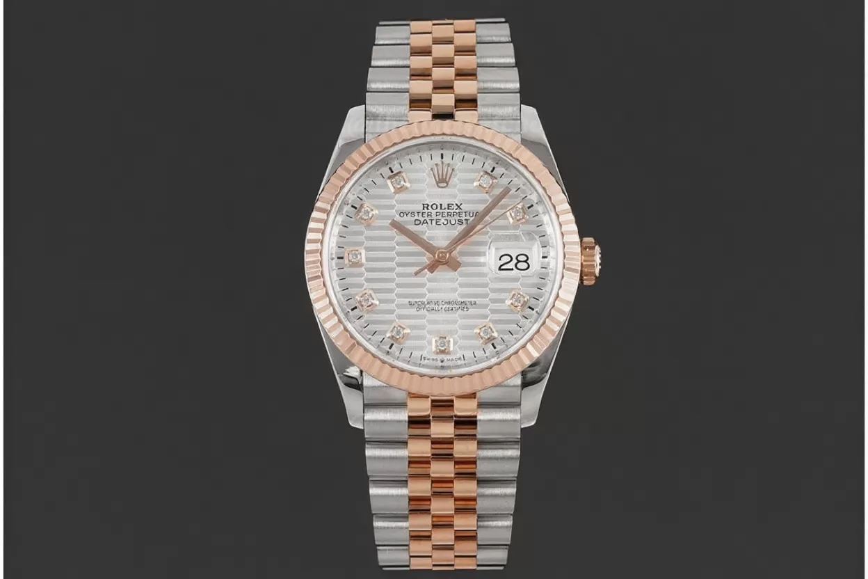 Datejust 126231 36mm Jub RG/SS Textured Silver/Dia VSF DD3235