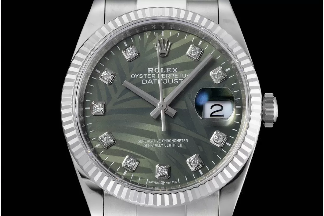 Datejust 126234 36mm Oys SS/SS Palm Motif Green/Dia VSF DD3235 - Image 2