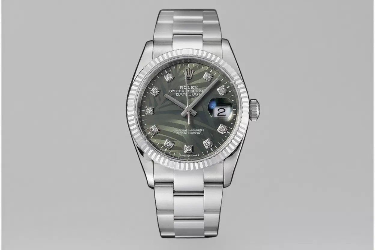 Datejust 126234 36mm Oys SS/SS Palm Motif Green/Dia VSF DD3235 - Image 3