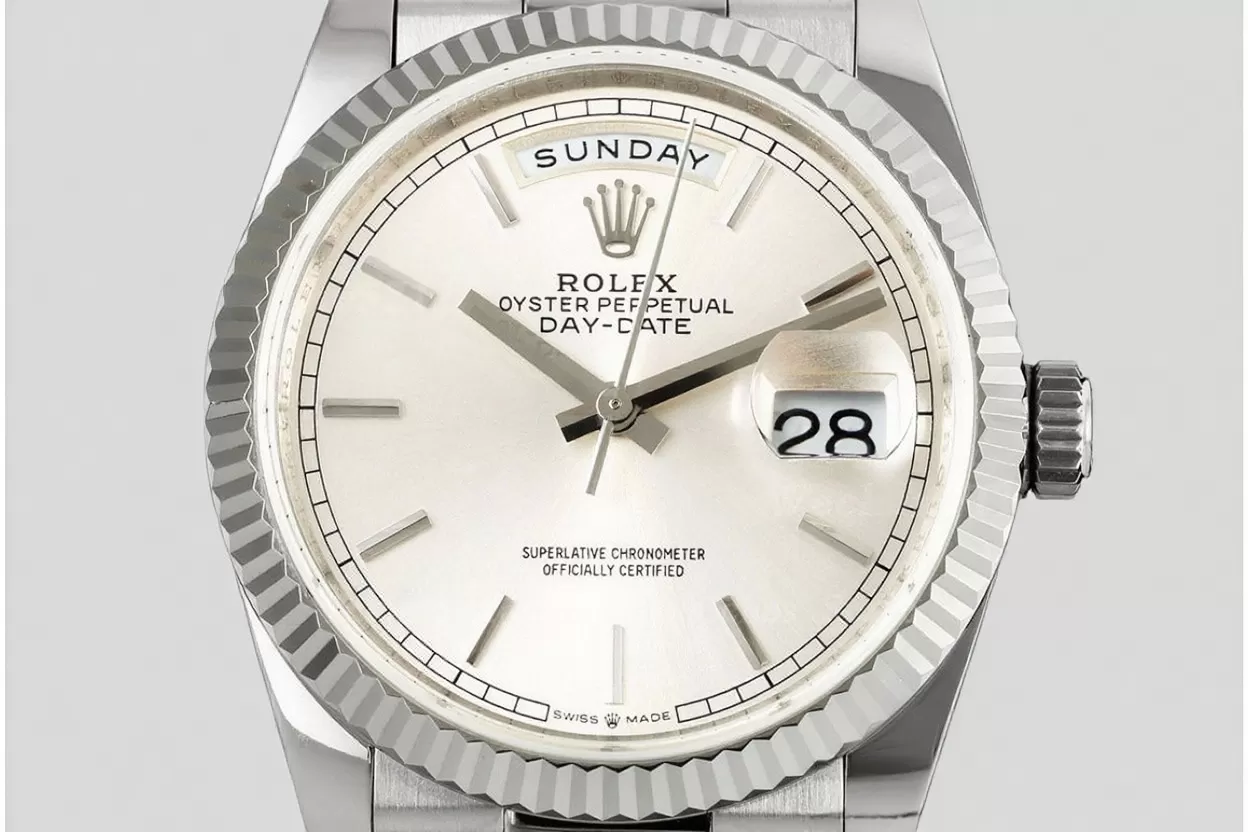 DayDate 128239 36mm SS/SS Silver/Stk QF V3 VR3255(Gain Weight) - Image 2