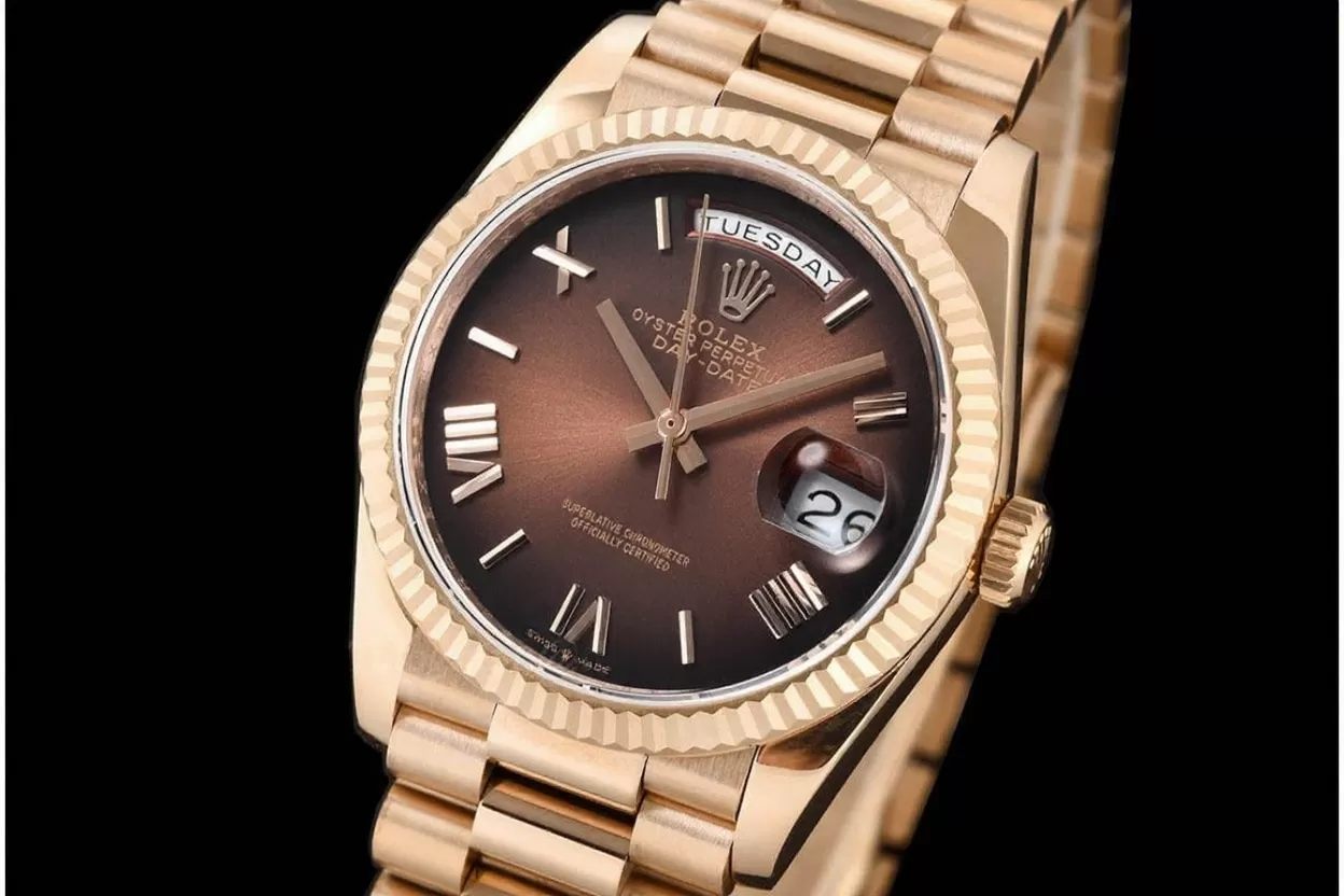 DayDate 128235 36mm RG/RG Brown/Rmn QF V3 VR3255(Gain Weight)