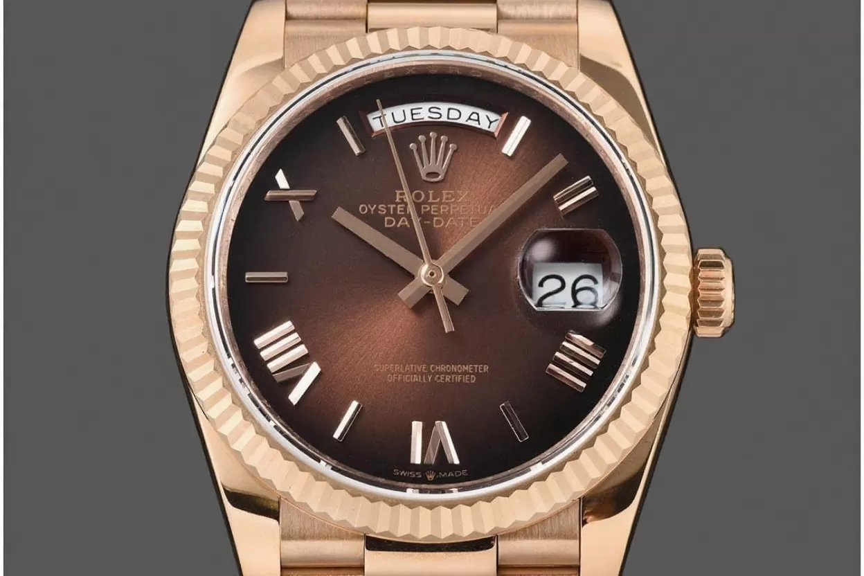 DayDate 128235 36mm RG/RG Brown/Rmn QF V3 VR3255(Gain Weight) - Image 2
