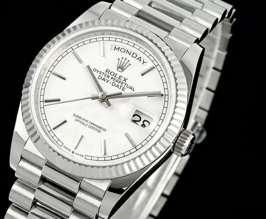 DayDate 128236 36mm SS/SS White/Stk QF V2 A2836(Gain Weight)