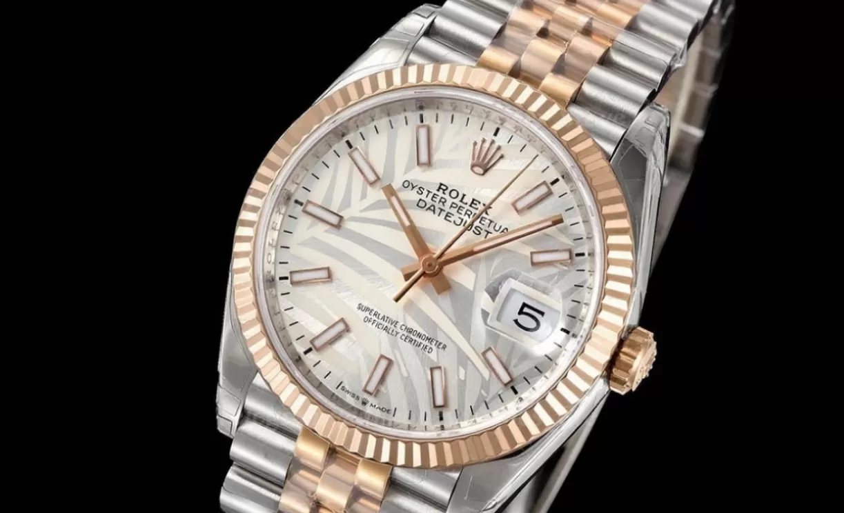 Datejust 126231 36mm Jub RG/SS Silver Palm Motif/Stk VSF DD3235
