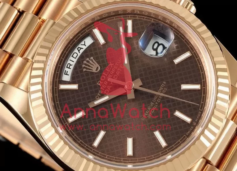 DayDate 228235 40mm RG/RG Brown Textured/Stk THBF V3 SH3255(Tungsten Heavy Version) - Image 3