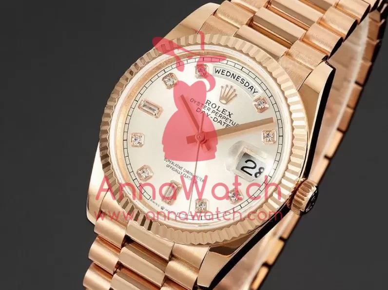 DayDate 128235 36mm RG/RG Silver/Diam QF V3 VR3255(Gain Weight)