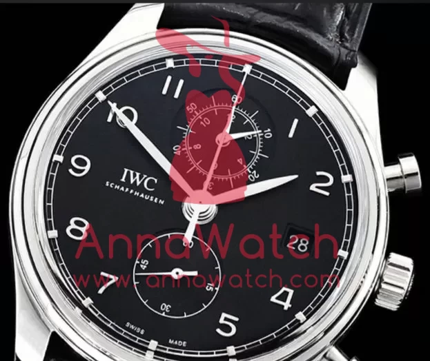 IWC - Portugieser Chronograph Classic SS/LE Black YLF A7750